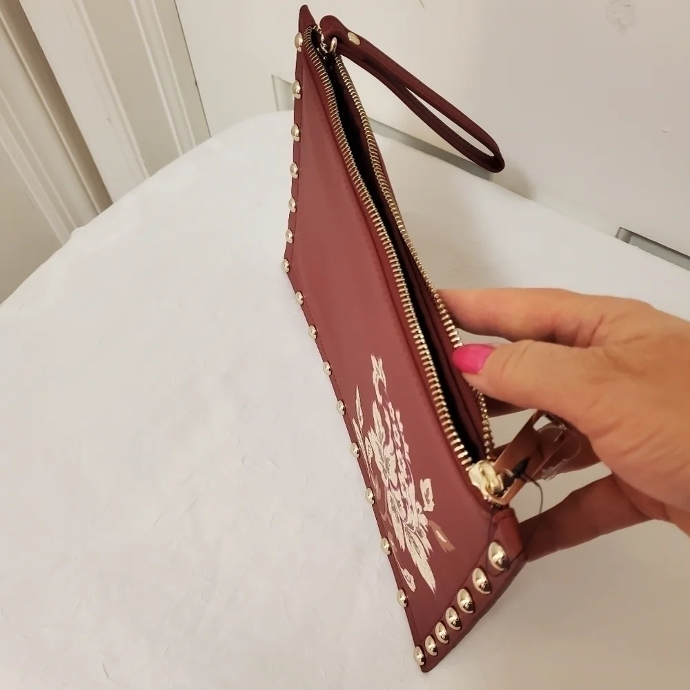 NWOT White House Black Market Large Studded Maroon Clutch - Picture 6 of 6